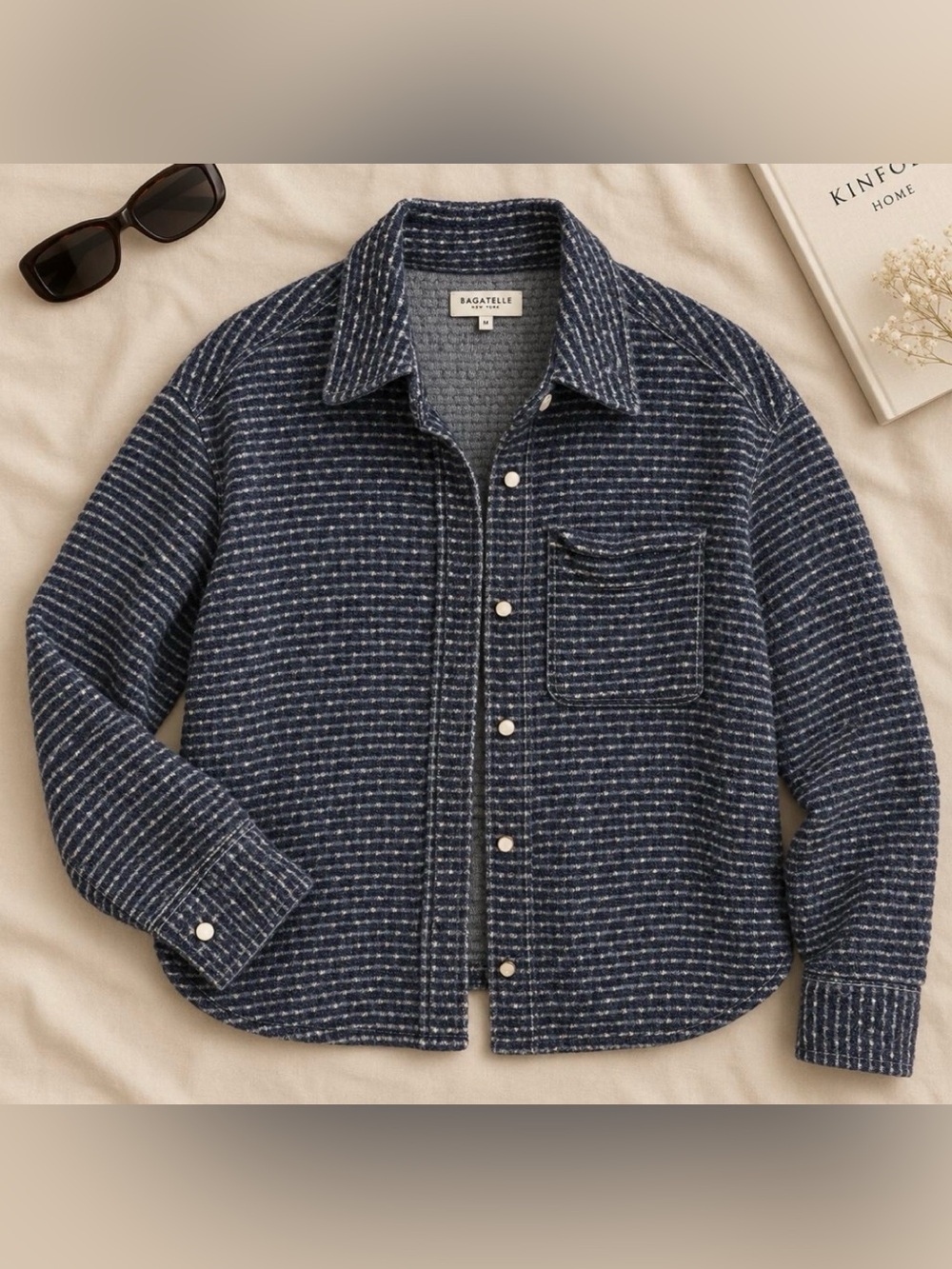 Bagatelle Collection Jeans Textured Shacket Button Down Shirt Jacket
